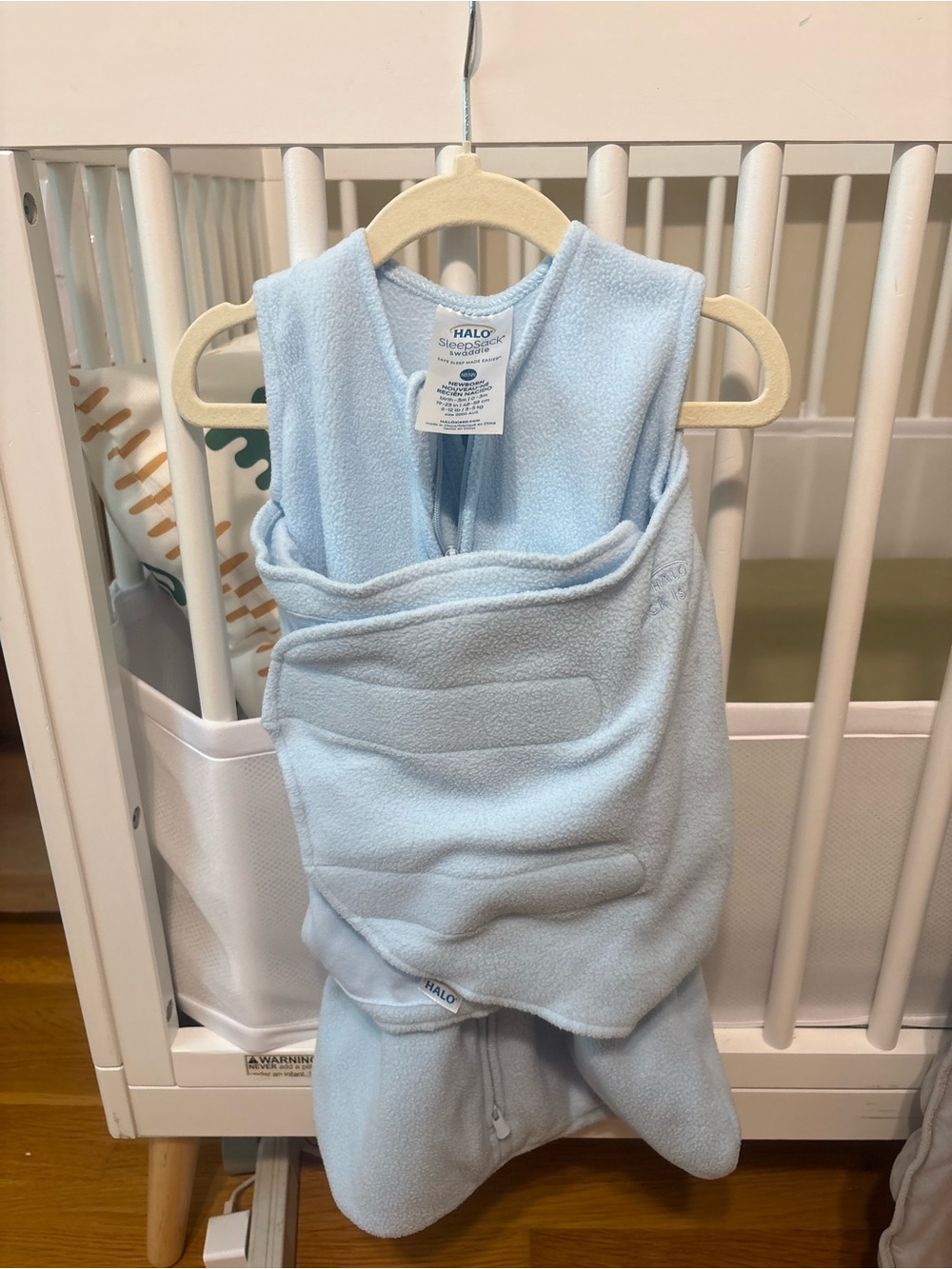 HALO Light Blue Wearable Fleece Sleep Sack with Swaddle Wrap